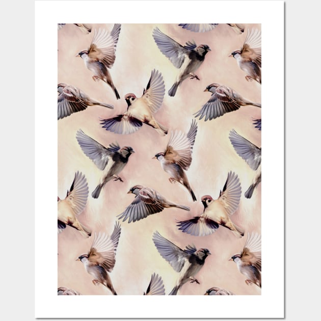 Sparrow Flight Wall Art by micklyn